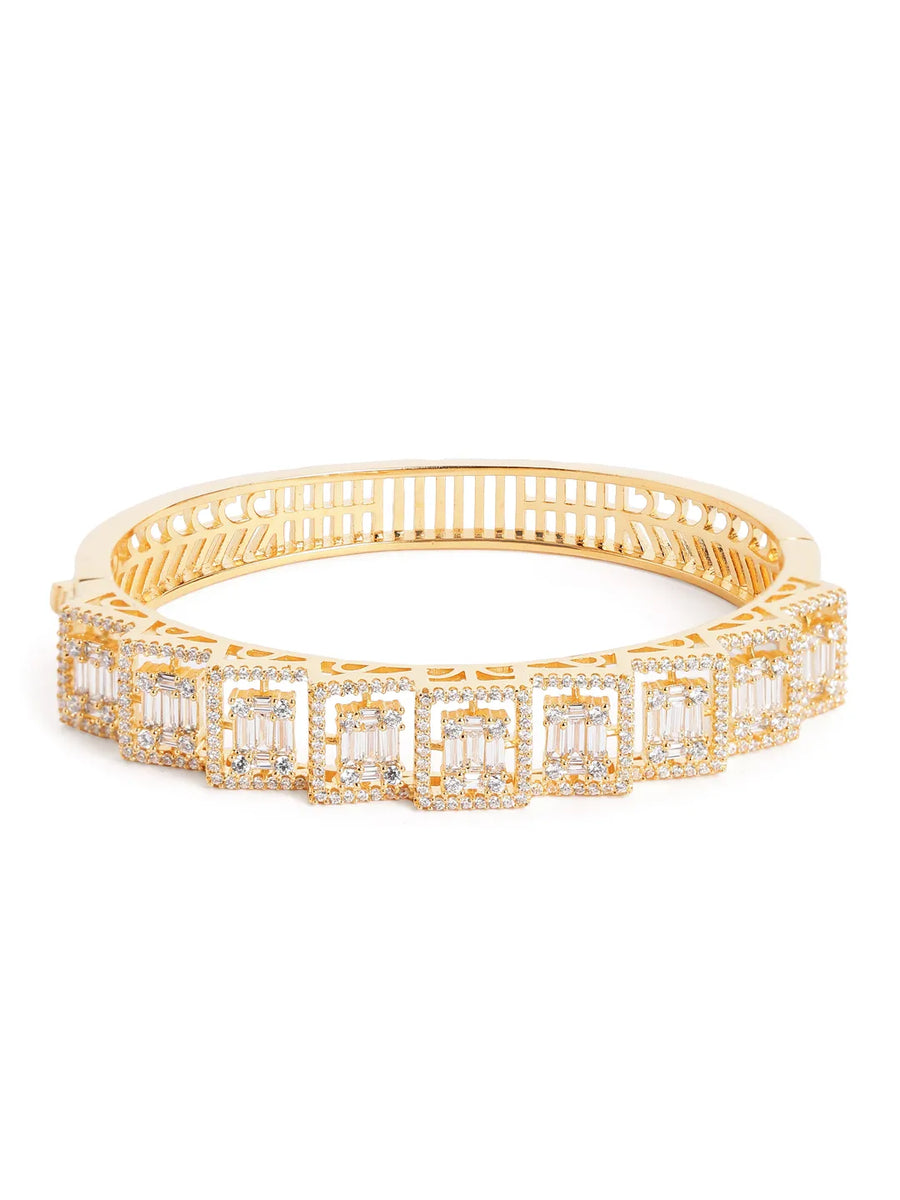 Modern Royal CZ Frame Set Kada - Gold