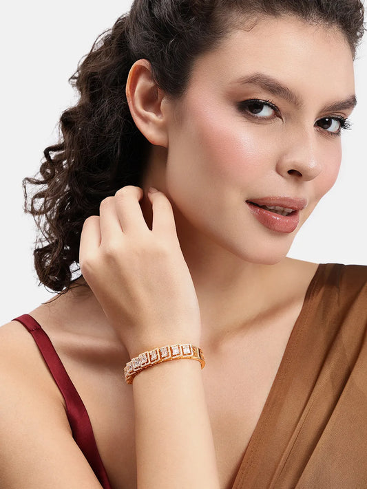 Modern Royal CZ Frame Set Kada - Gold