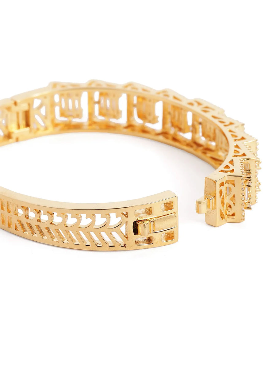 Modern Royal CZ Frame Set Kada - Gold