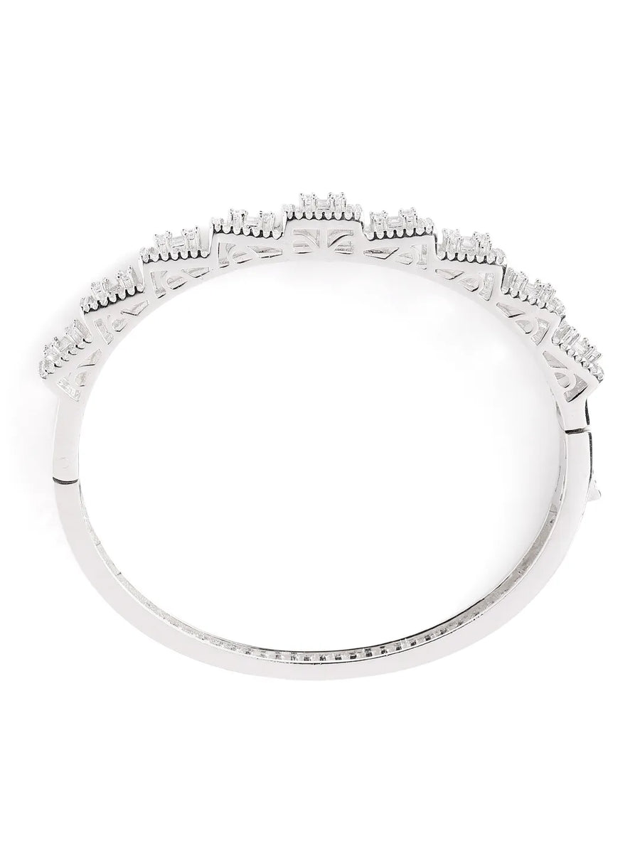 Modern Royal CZ Frame Set Kada - Silver