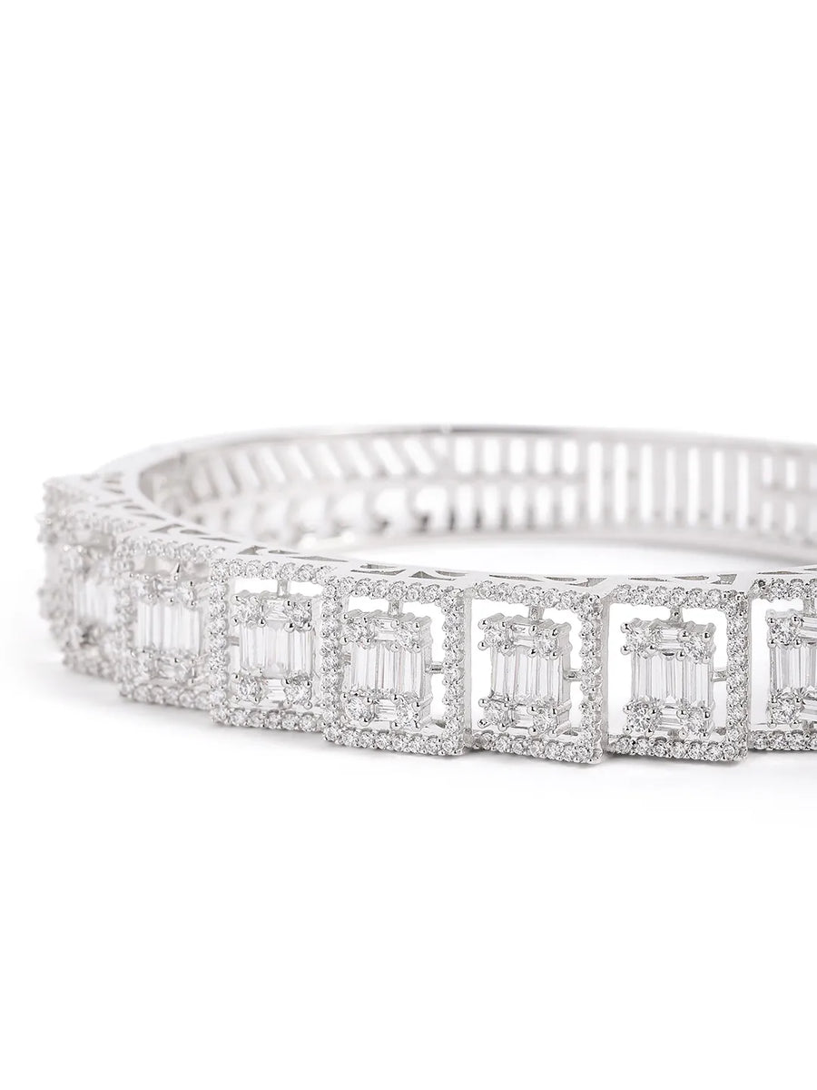 Modern Royal CZ Frame Set Kada - Silver