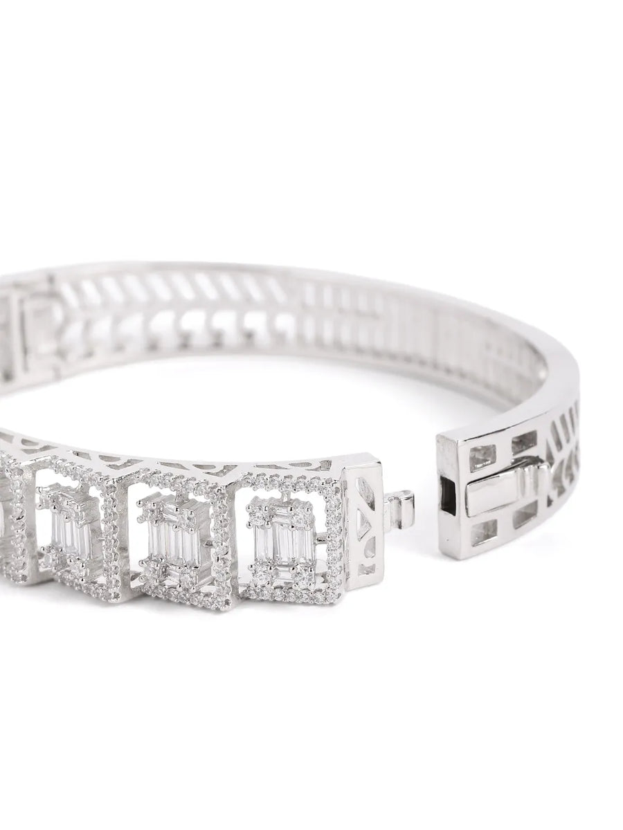 Modern Royal CZ Frame Set Kada - Silver