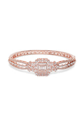 Royal Kada with Square CZ Glam Accents - Rose Gold