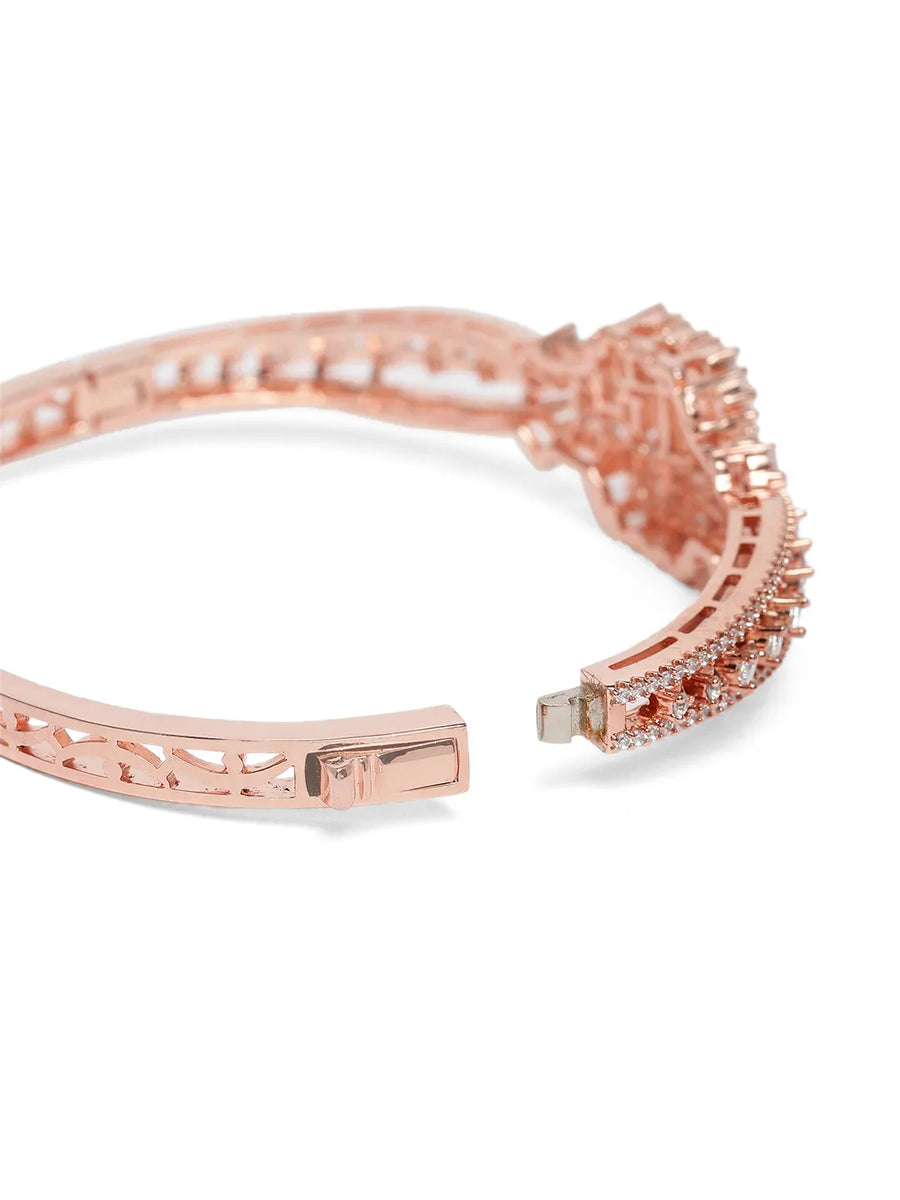 Royal Kada with Square CZ Glam Accents - Rose Gold