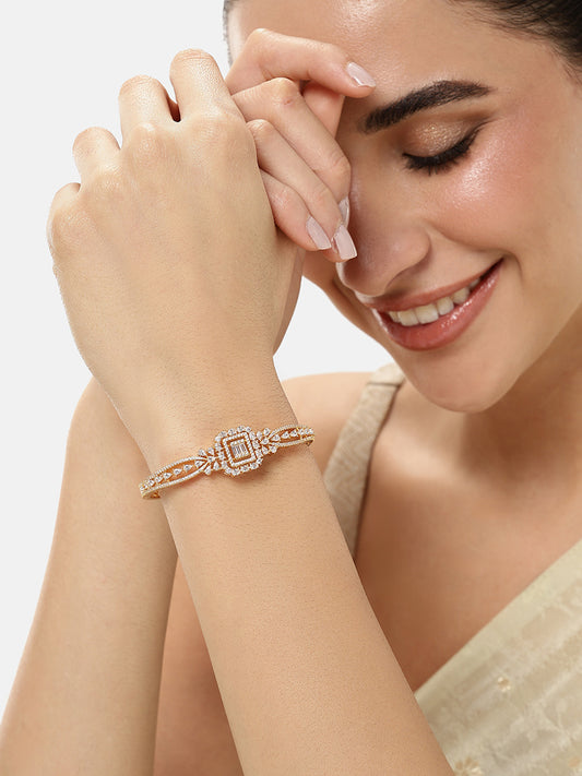 Royal Kada with Square CZ Glam Accents - Gold