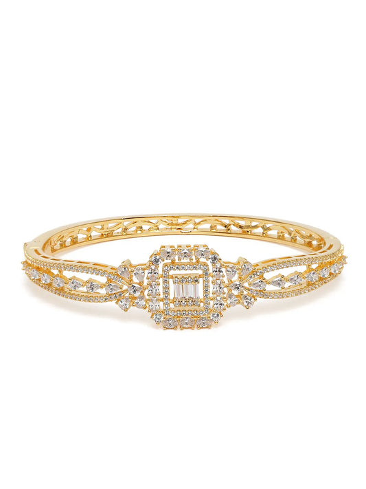 Royal Kada with Square CZ Glam Accents - Gold