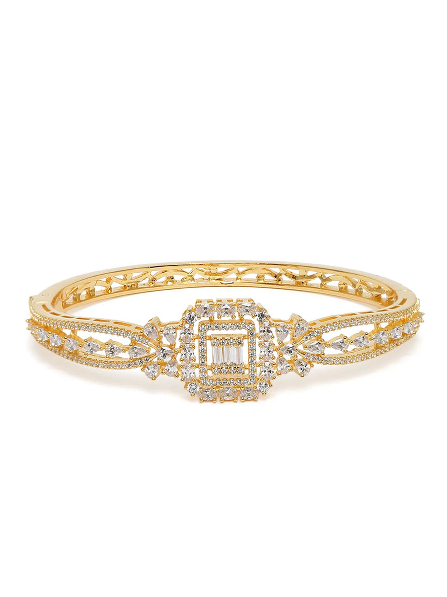 Royal Kada with Square CZ Glam Accents - Gold