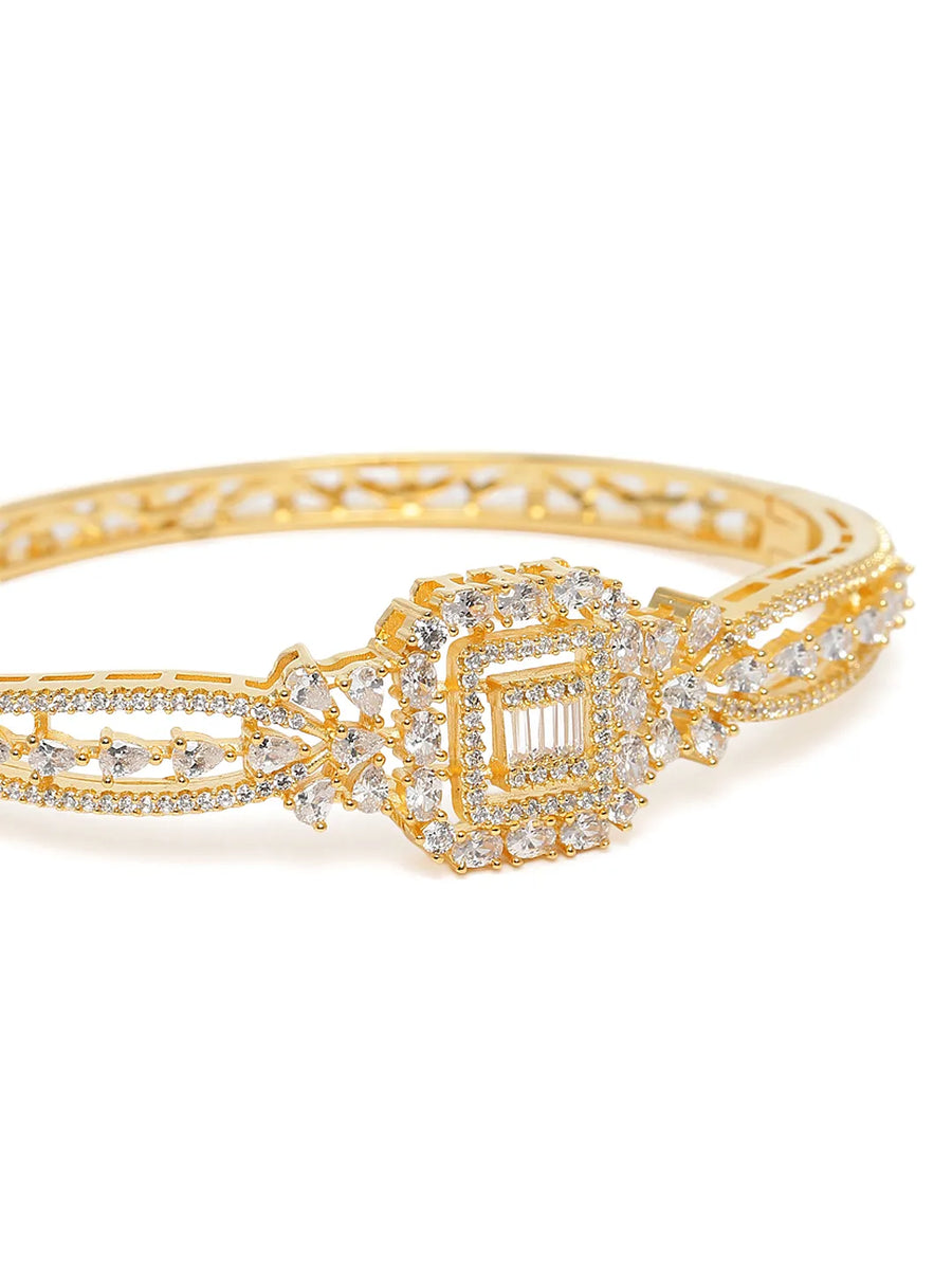 Royal Kada with Square CZ Glam Accents - Gold