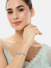 Royal Kada with Square CZ Glam Accents - Silver