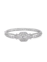 Royal Kada with Square CZ Glam Accents - Silver