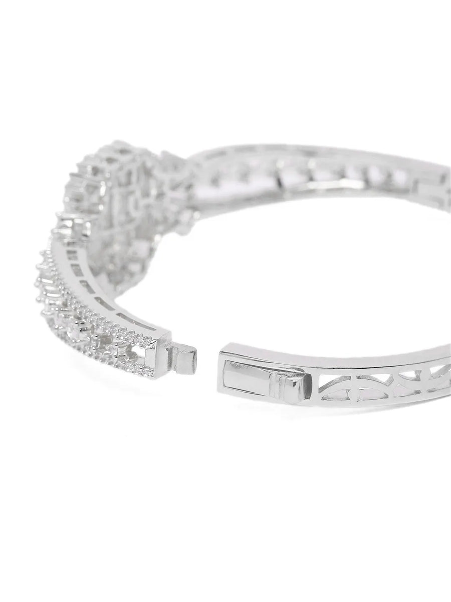 Royal Kada with Square CZ Glam Accents - Silver
