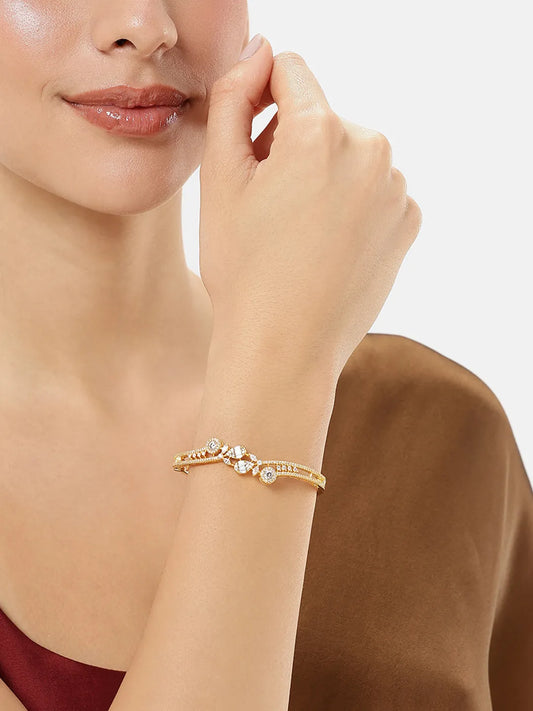 Bow & Floral CZ Pattern Kada Bracelet