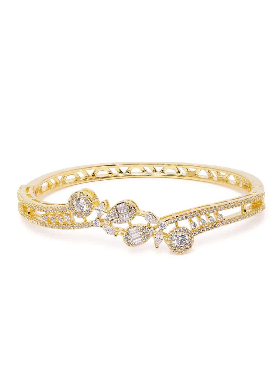 Bow & Floral CZ Pattern Kada Bracelet