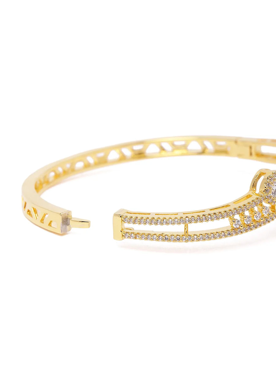 Bow & Floral CZ Pattern Kada Bracelet