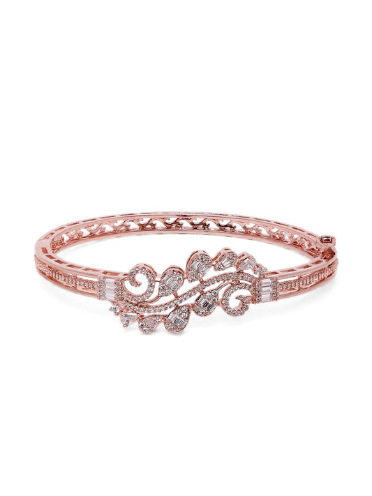 Delicate Kada Featuring Leaf CZ Patterns