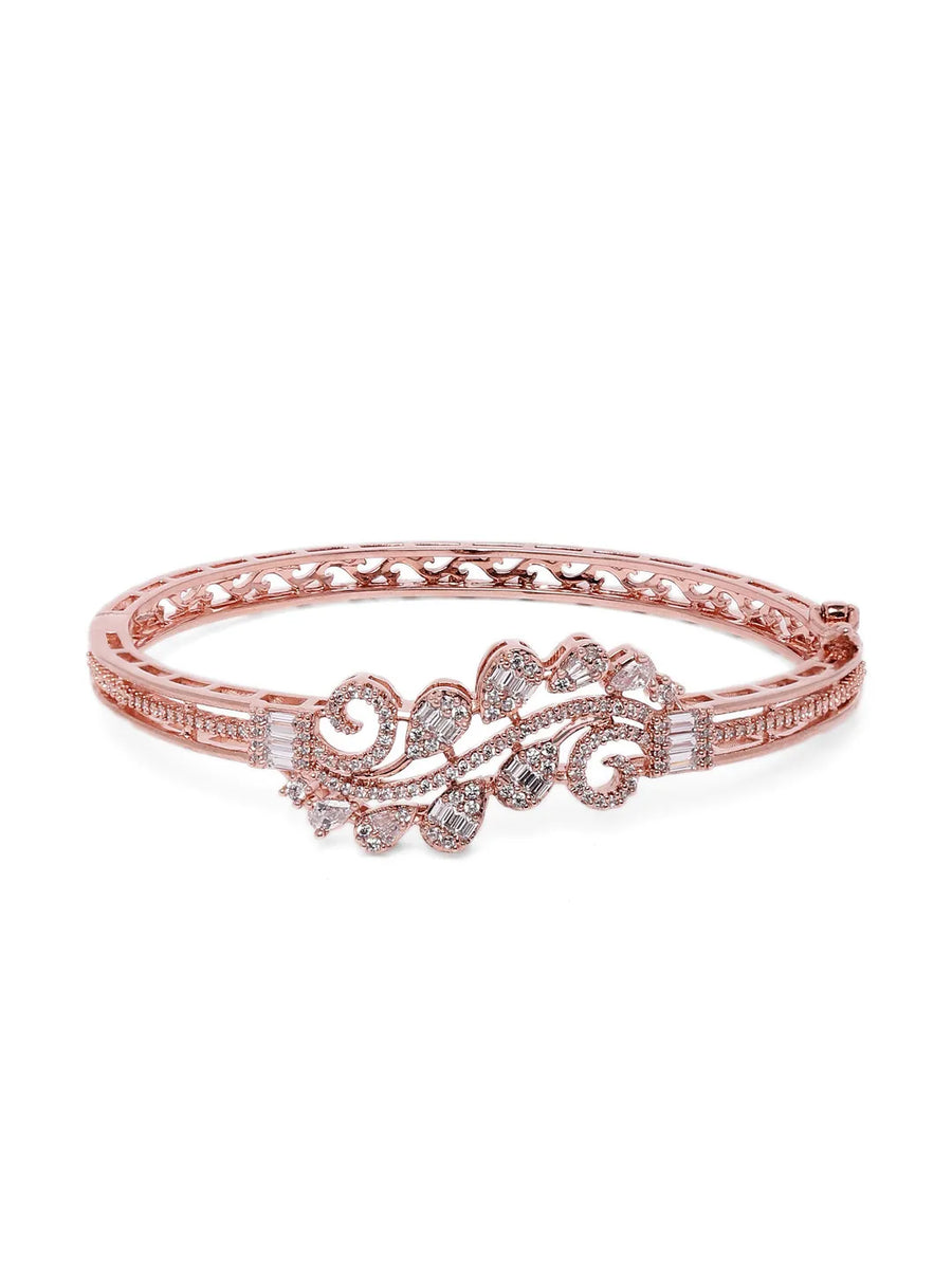 Delicate Kada Featuring Leaf CZ Patterns