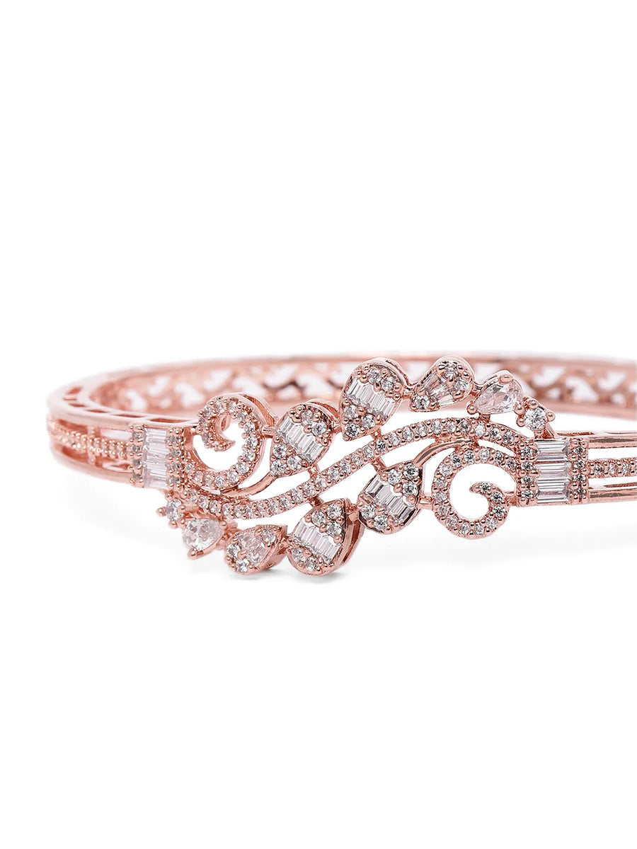 Delicate Kada Featuring Leaf CZ Patterns