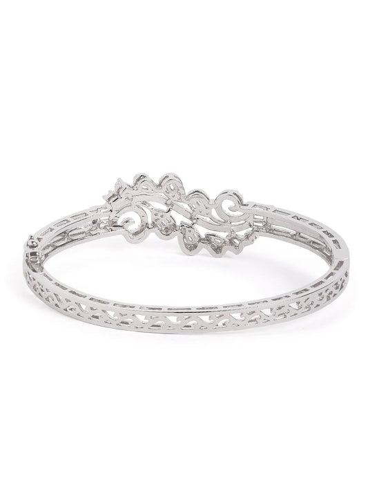 Delicate Kada Featuring Leaf CZ Patterns