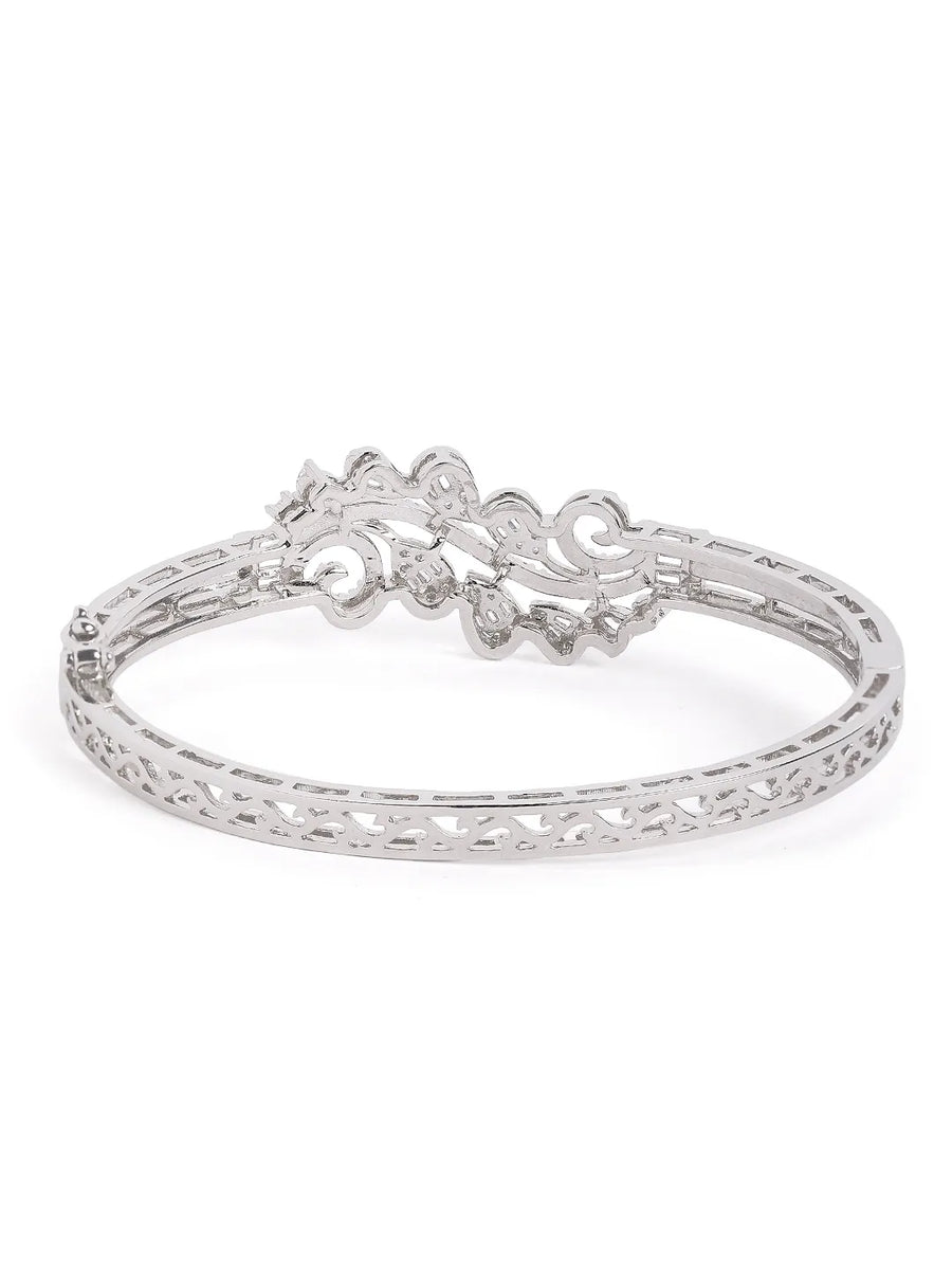 Delicate Kada Featuring Leaf CZ Patterns