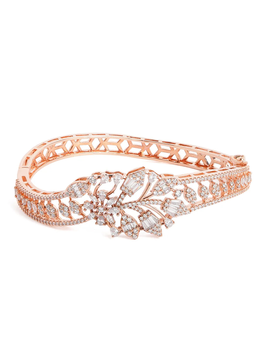 Floral and Leaf Inspired CZ Kada