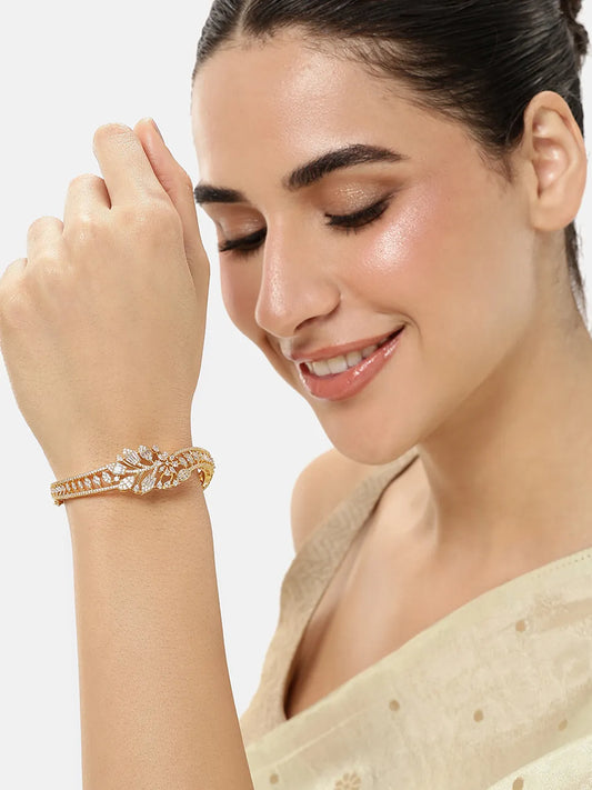 Floral and Leaf Inspired CZ Kada