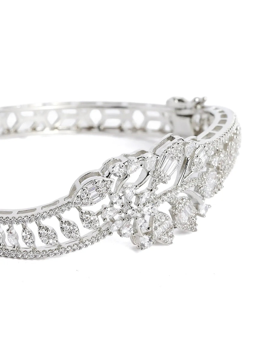 Radiant Grace CZ Floral Bangle