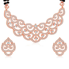 Stunning Timeless CZ Mangalsutra Set - Rose Gold