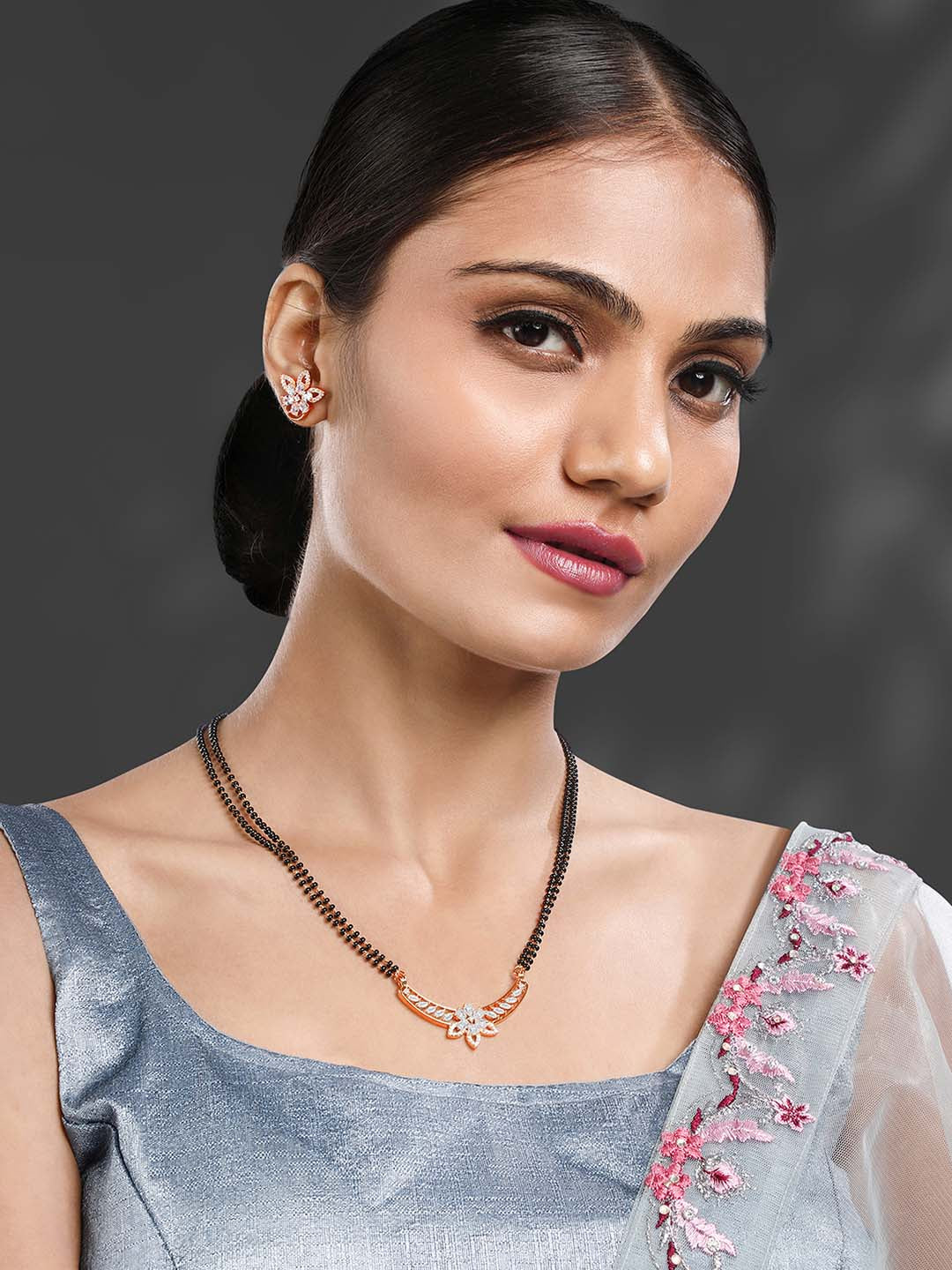 Glittering Rose Gold CZ Mangalsutra