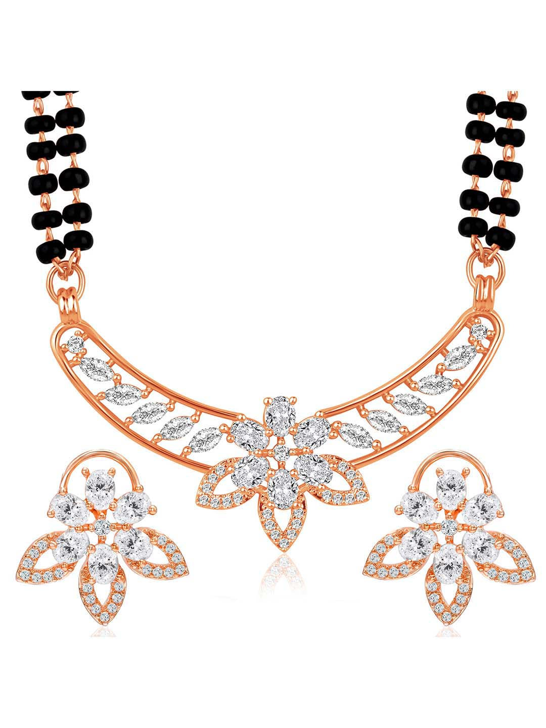 Glittering Rose Gold CZ Mangalsutra