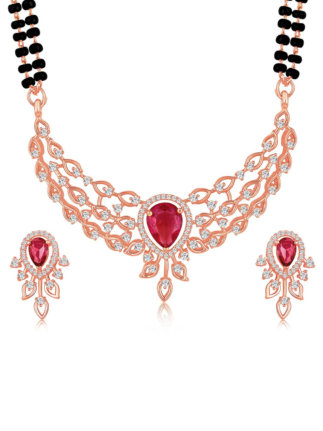 Stunning Hues CZ Rose Gold Mangalsutra Set