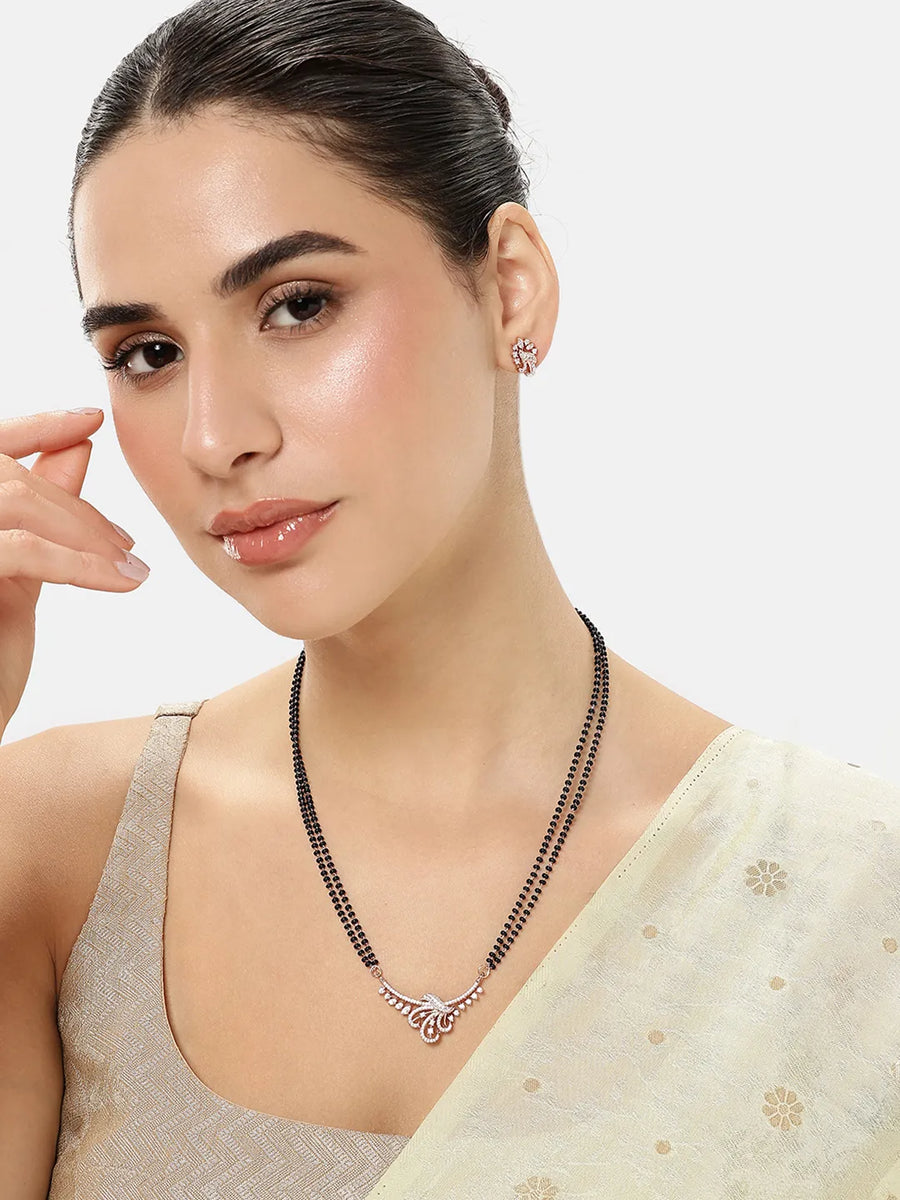 Chic Mangalsutra Set for Fusion Styling - Rose Gold