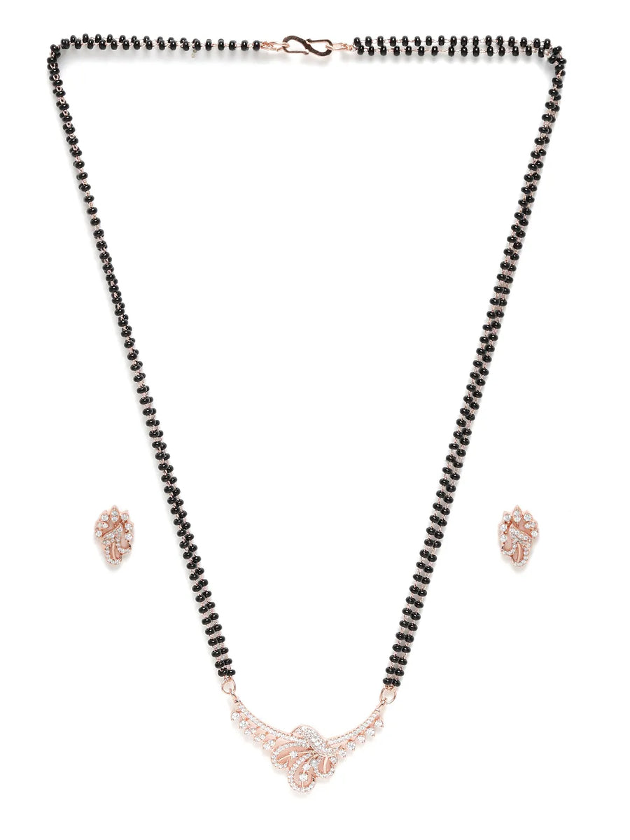 Chic Mangalsutra Set for Fusion Styling - Rose Gold