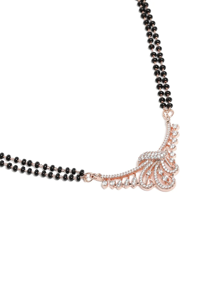 Chic Mangalsutra Set for Fusion Styling - Rose Gold