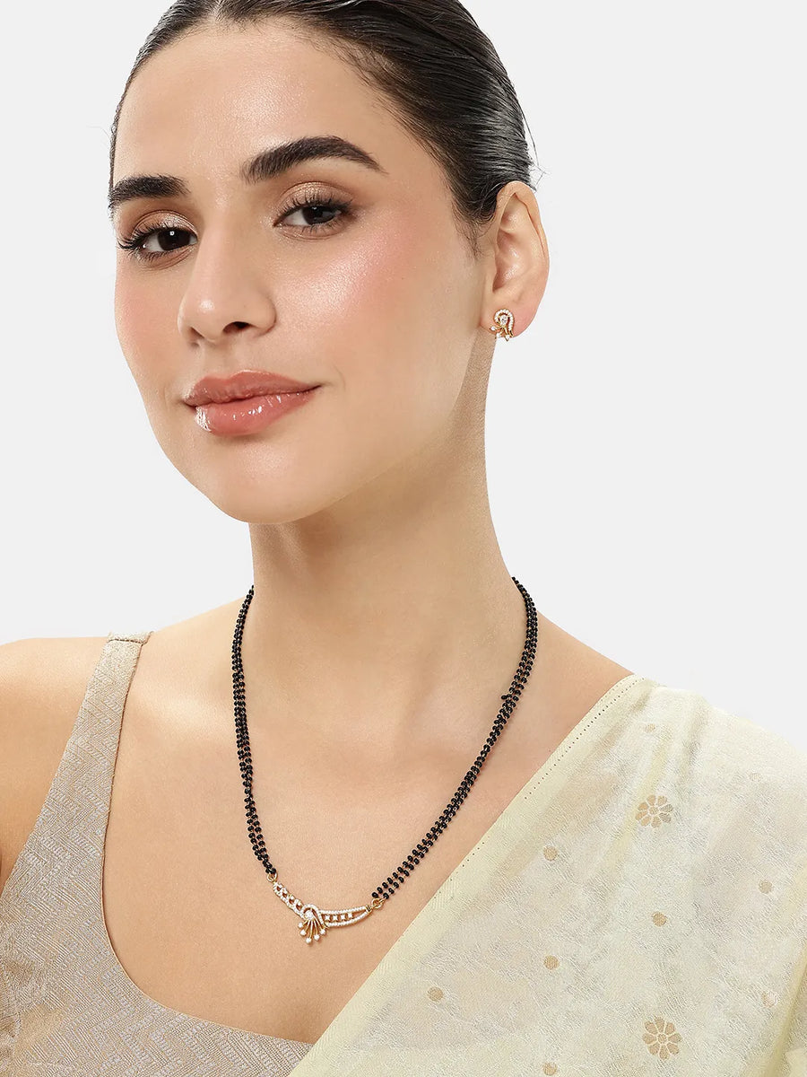Trendy Mangalsutra with Earrings - Gold