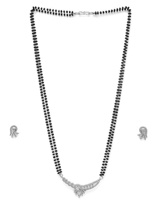 Trendy Mangalsutra with Earrings - Silver