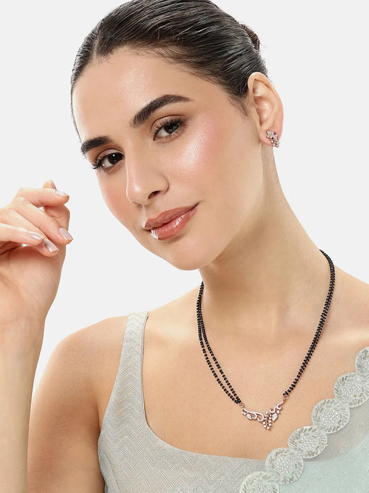 Graceful Leaf Pattern Mangalsutra Set - Rose Gold