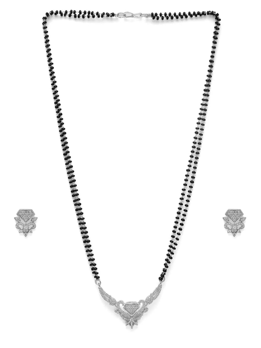 Signature Heart Accent Mangalsutra Set - Silver