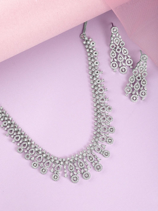 Sublime CZ Necklace Set with Detailing