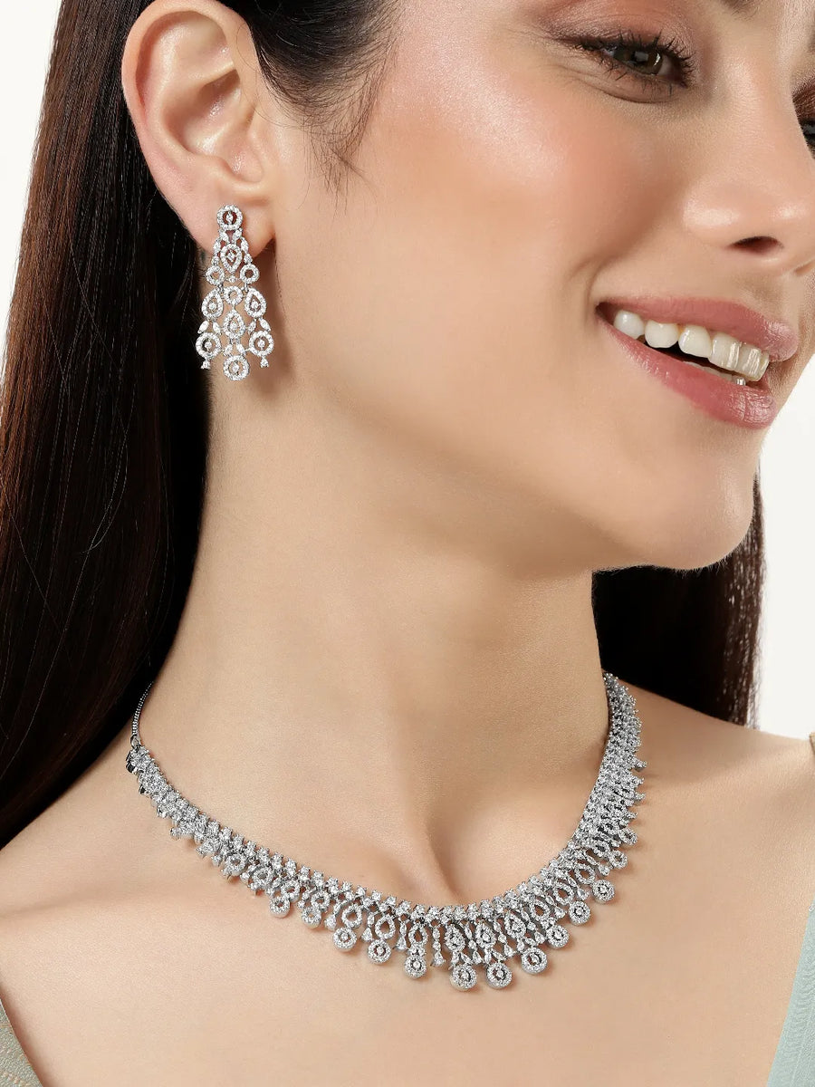 Sublime CZ Necklace Set with Detailing