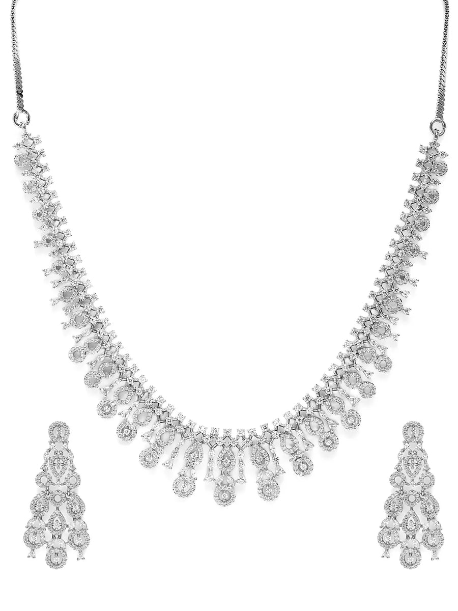 Sublime CZ Necklace Set with Detailing