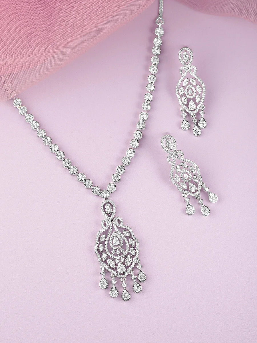 Bold CZ Necklace Set with Radiant Stones