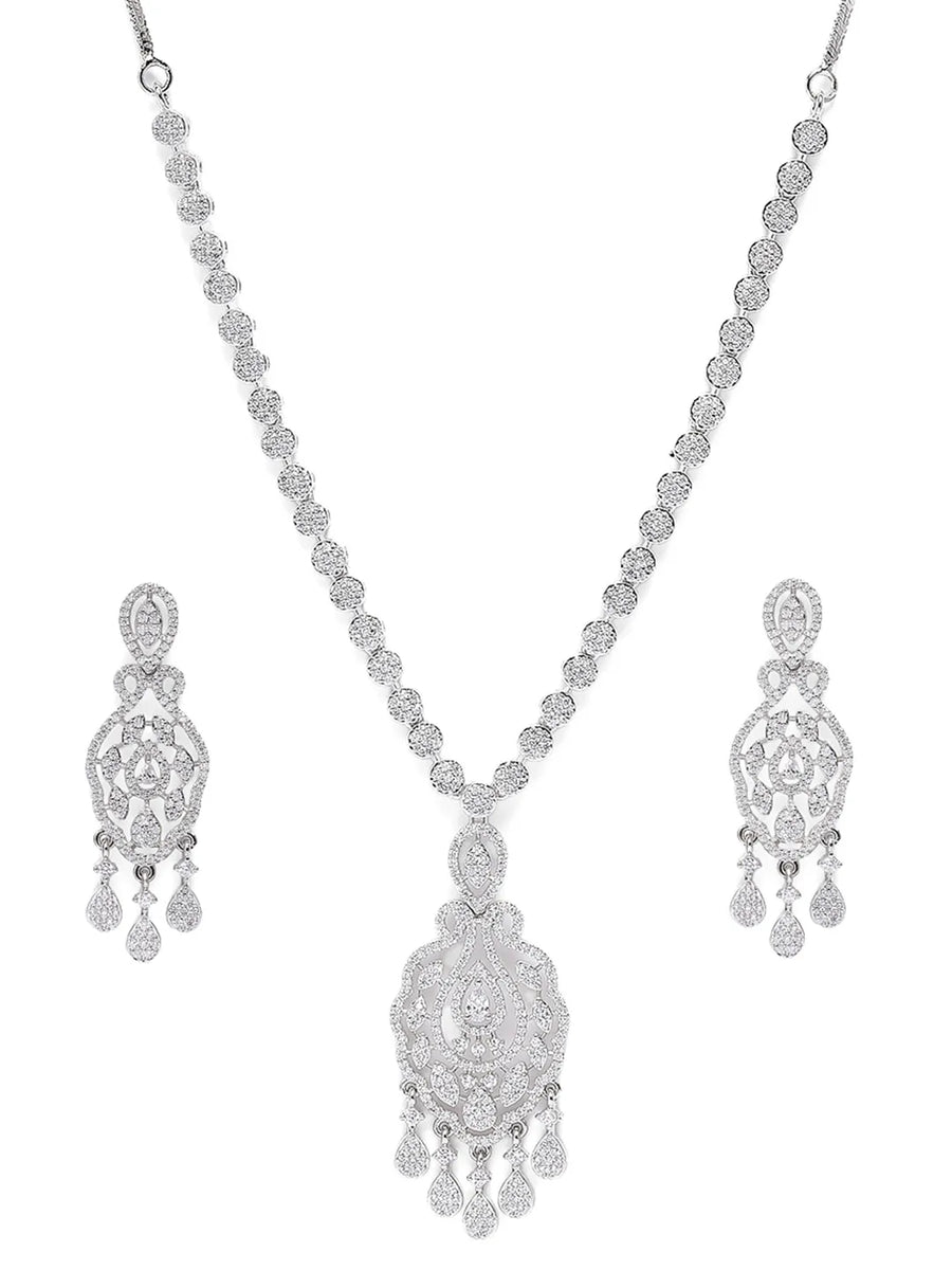 Bold CZ Necklace Set with Radiant Stones