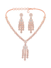 Radiant Rose Gold Drops CZ Necklace Set