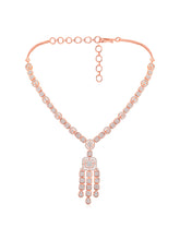 Radiant Rose Gold Drops CZ Necklace Set