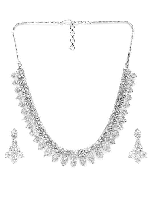 CZ Peacock Feather Necklace Set