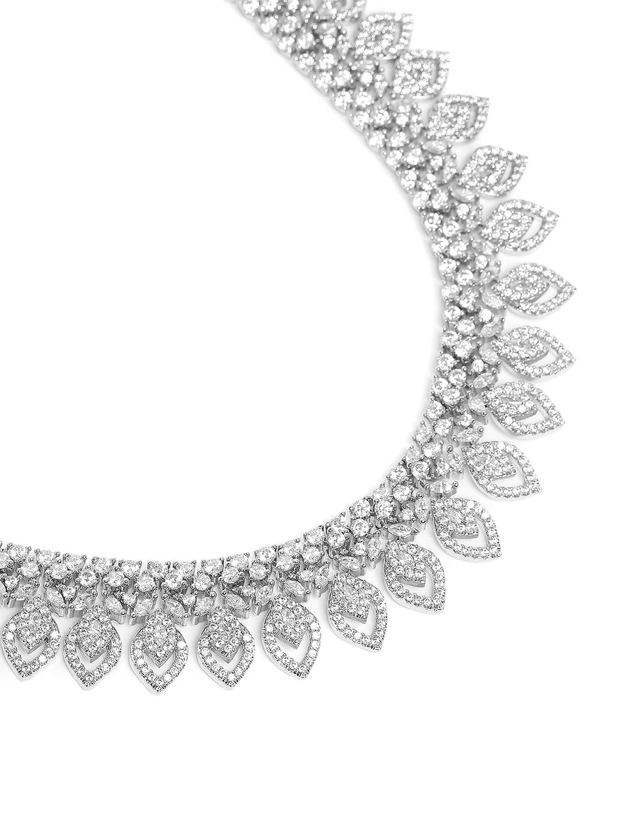 CZ Peacock Feather Necklace Set