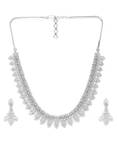 CZ Peacock Feather Necklace Set