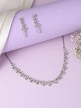 Glowing Petals CZ Necklace Set - Silver