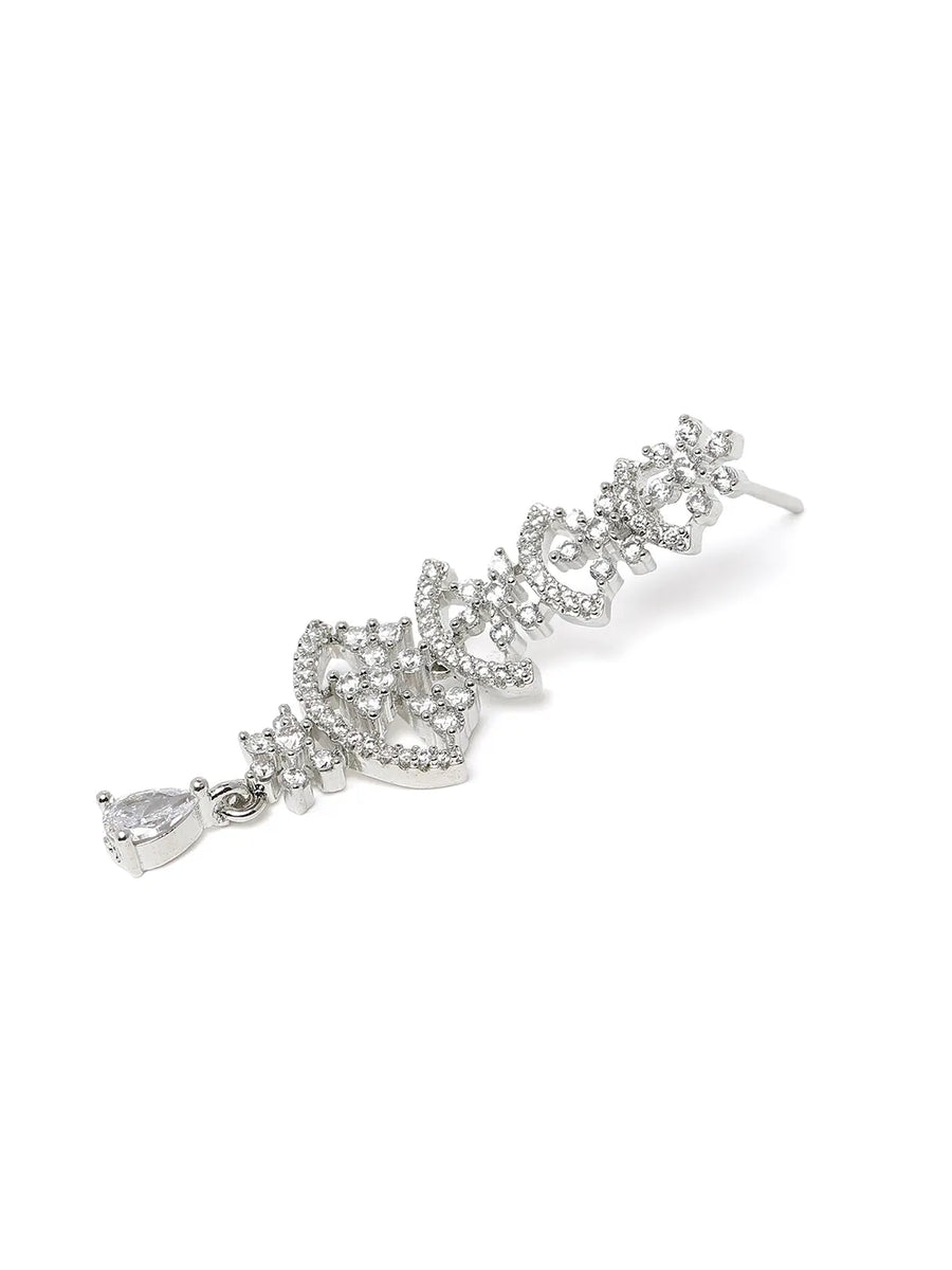 Glowing Petals CZ Necklace Set - Silver