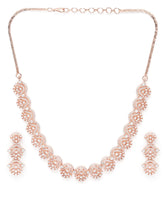 Embrace Luxe CZ Necklace Earrings Set - Rose Gold
